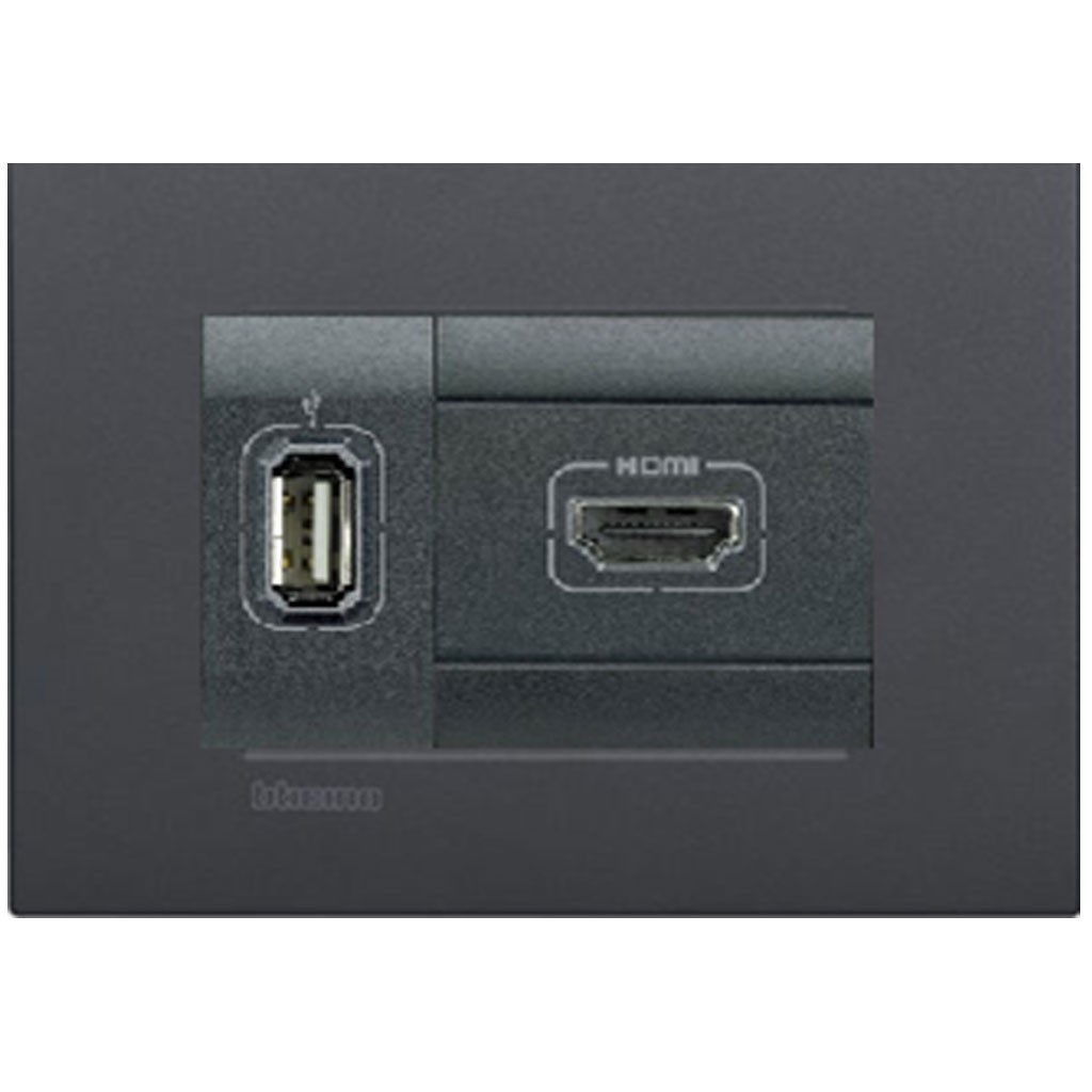 KIT PLACCHE HDMI+USB LIVING LIGHT AIR ANTRACITE